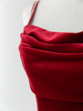 Sexy Mermaid Spaghetti Straps Dark Burgundy Velvet Prom Dress Fashion Aesthetic For Teens Formal Dresses Party Outfits Prom Gown HZ0311