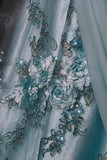 Modest Mermaid One Shoulder Blue Chiffon Prom Dress With Beaded Long Party Gowns Evening Dresses HZ0311