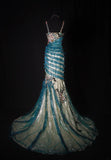 Vintage 60s Mermaid Spaghetti Straps Blue Tulle With Beads Long Formal Fancy Prom Dresses Night Outfits Party Gowns HZ0311