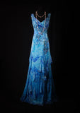 Vintage Prom Dresses 1950s A line V Neck Chiffon Royal Blue Long Parties Gowns Evening Dresses HZ0311