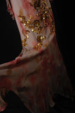 Classy Prom Dresses 1950s Mermaid Spaghetti Straps Chiffon With Gold Beaded Long Parties Gowns Evening Dress HZ0311