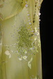Classy Prom Dresses 1950s Mermaid V Neckline Green Chiffon With Floral Long Parties Gowns Evening Dress HZ0311