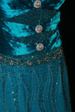 Classy Prom Dresses 1950s A line V Neck Blue With Beads Gem Vintage Long Parties Gowns Evening Dress HZ0311