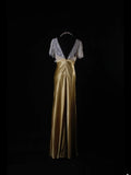 Vintage Sheath V Neck Short Sleeves With Lace Long Formal Old 1950s Prom Dresses Night Outfits Party Gowns HZ0311