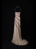 Vintage A line Spaghetti Straps Champagne Chiffon Long Formal Old 1950s Prom Dresses Night Outfits Party Gowns HZ0311