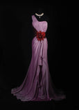 Vintage Mermaid One Shoulder Lilac Chiffon Long Formal Old 1950s Prom Dresses Night Outfits Party Gowns HZ0311