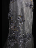 Classy Prom Dresses 1950s Mermaid Spaghetti Strap Silver Gray Lace With Beaded Long Parties Gowns Evening Dress HZ0311