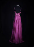 Classy Prom Dresses 1950s A line Spaghetti Straps Grape Tulle Long Parties Gowns Evening Dress HZ0311
