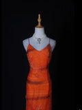 Shinning Mermaid Spaghetti Straps Orange Beaded Bodice Chiffon Prom Dresses Impress 18th Birthday Outfits Prom Gown HZ0311