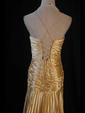 Vintage Mermaid Spaghetti Straps Gold Beaded Bodice Satin Prom Dresses Impress 18th Birthday Outfits Prom Gown HZ0311