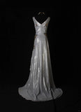 Vintage Mermaid V Neck Silver Gray Lace Beaded Bodice Organza Prom Dresses Impress 18th Birthday Outfits Prom Gown HZ0311