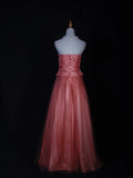 Vintage A line Strapless Pink Tulle With Beads Bodice Long Prom Dresses Impress 20th Birthday Outfits Formal Gown HZ0311