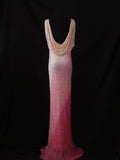 Vintage Sheath Pink Cowl Neck With Beads Bodice Long Prom Dresses Impress 20th Birthday Outfit Formal Gown HZ0311