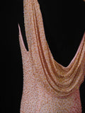 Vintage Sheath Pink Cowl Neck With Beads Bodice Long Prom Dresses Impress 20th Birthday Outfit Formal Gown HZ0311