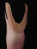 Vintage Sheath Pink Cowl Neck With Beads Bodice Long Prom Dresses Impress 20th Birthday Outfit Formal Gown HZ0311
