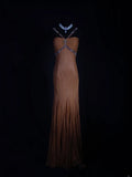 Vintage Mermaid 80s Halter Burnt Orange With Beads Long Prom Dresses Impress 20th Birthday Outfit Formal Gowns HZ0311