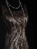 Vintage Mermaid 80s Boat Sequin With Beads Long Prom Dresses Impress 20th Birthday Outfit Formal Gowns HZ0311