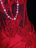 Vintage Mermaid Sweetheart Red Satin 1970s With Lace Beads Bodice Long Prom Dresses Inspo 18th Birthday Outfit Formal Gown HZ0311