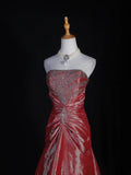 Retro 1960s Mermaid Strapless Pink Taffeta With Silver Beads Bodice Long Prom Dresses Inspo 22th Birthday Outfit Formal Gown HZ0311