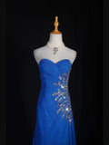 Retro 1960s Mermaid Sweetheart Royal Blue Chiffon With Silver Beads Bodice Long Prom Dresses Inspo 22th Birthday Outfit Formal Gown HZ0311
