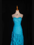 Retro 80s Sheath Sweetheart Blue Chiffon With Beads Layered Prom Dresses Inspo 22th Birthday Outfit Formal Gown HZ0311