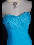 Retro 80s Sheath Sweetheart Blue Chiffon With Beads Layered Prom Dresses Inspo 22th Birthday Outfit Formal Gown HZ0311