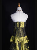 Vintage Ball Gown Strapless Olive Green Taffeta 1970s With Ruffled Beads Bodice Long Prom Dresses Inspo 18th Birthday Outfit Formal Gown HZ0311