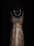 Vintage 2000s A Line Spaghetti Straps Leopard Print Beaded Bodice Plus Size Long Prom Dresses Impress 21th Birthday Outfits Prom Gown HZ0311