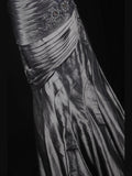 Vintage Mermaid One Shoulder Gray 1970s With Appliqued Beads Bodice Long Prom Dresses Inspo 19th Birthday Outfit Formal Gown HZ0311
