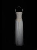 Retro 60s A line Spaghetti Straps White Chiffon With Pearls Beads Prom Dresses Inspo 22th Birthday Outfit Formal Gown HZ0311