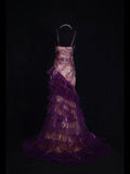 Vintage 2000s Mermaid Spaghetti Straps Grape Beads Plus Size With Lace Long Prom Dresses Impress 21th Birthday Outfits Party Gown HZ0311