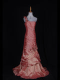 Vintage Mermaid One Shoulder 1970s With Pleated Ruffled Taffeta Bodice Long Prom Dresses Inspo 19th Birthday Outfit Formal Gown HZ0311