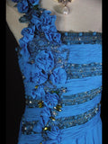 Vintage A Line One Shoulder Royal Blue 1950s With Pleated Ruffled Beaded Bodice Long Prom Dresses Inspo Birthday Outfit Formal Gown HZ0311