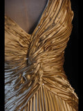 Retro 60s A line Spaghetti Straps Gold Taffeta With Beads Prom Dresses Inspo 22th Birthday Outfit Formal Gown HZ0311