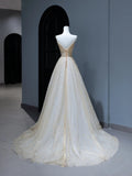 Modest Prom Dresses Aesthetic A Line Spaghetti Straps Gold Tulle Inspiration Style Impress Corset Fitted Long Party Formal Gown HZ0311