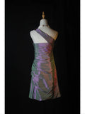 Vintage Sheath One Shoulder Grape Taffeta Beaded Bodice Plus Size 18th Birthday Outfits Homecoming Dresses Cocktail Gown HZ0311
