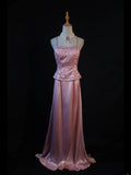 Vintage A Line 80s Spaghetti Straps Pink Beads With Beaded Long Prom Dresses Inspo Birthday Outfit Formal Gowns HZ0311