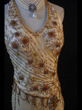 Retro 60s High Low V Neck Champagne Chiffon With Beads Long Prom Dresses Inspo 22th Birthday Outfit Formal Gown HZ0311