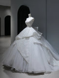 Princess Long Wedding Dress Ball Gown Sweetheart Style for Bride With Sequin Beaded Bodice Train Bridal Dresses HZ0311