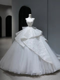 Princess Long Wedding Dress Ball Gown Sweetheart Style for Bride With Sequin Beaded Bodice Train Bridal Dresses HZ0311