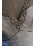 Women's Elegant Sheer V Neck Vintage Tulle Satin Wedding Dress for Bride Sweep Train Wedding Dresses HZ0311
