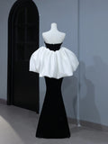 Modest Prom Dresses Aesthetic Mermaid Sweetheart Black Velvet Inspiration Style Impress With Cape Long Party Formal Gown HZ0311