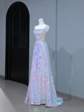 Cute Prom Dresses Aesthetic A Line Square Neck Sequin Long Inspiration Style Impress Corset Fitted Long Party Formal Gown HZ0311