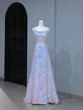 Cute Prom Dresses Aesthetic A Line Square Neck Sequin Long Inspiration Style Impress Corset Fitted Long Party Formal Gown HZ0311