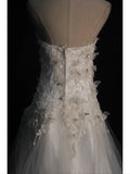 Women's Elegant Ball Gown Strapless Vintage Tulle Lace Wedding Dress for Bride Sweep Train Wedding Dresses HZ0311
