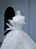 Princess Long Wedding Gowns Ball Gown Sweetheart Style for Bride With Pleated Ruched Train White Bridal Dress HZ0311