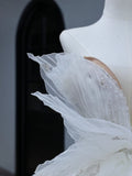 Princess Long Wedding Gowns Ball Gown Sweetheart Style for Bride With Pleated Ruched Train White Bridal Dress HZ0311