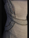 Women's Elegant Mermaid One Shoulder Vintage Tulle White Wedding Dress for Bride Sweep Train Wedding Dresses HZ0311