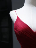 Modest Prom Dresses Aesthetic A Line Spaghetti Straps Burgundy Tulle Inspiration Impress With Pleated Long Party Formal Gown For Teenagers High Schools HZ0311