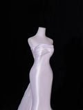 Modest Long Wedding Dresses Mermaid Strapless Silky Satin Style for Bride With Pleated Bodice Train Bridal Dresses HZ0311